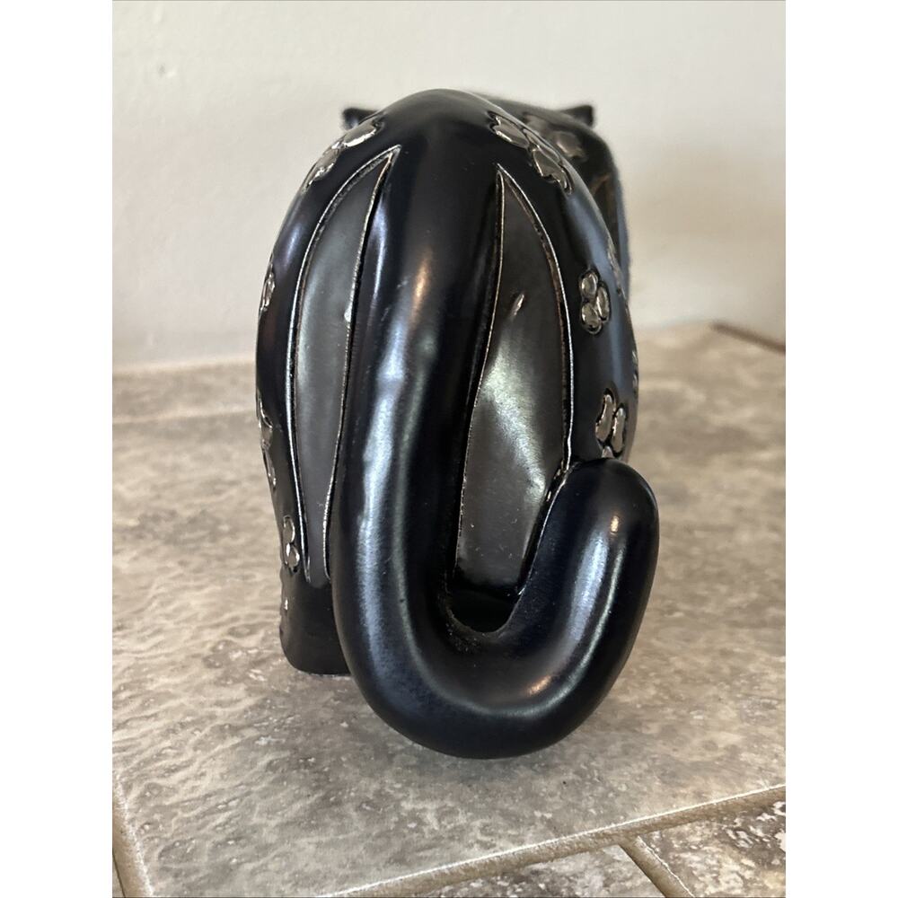 Artesania Rinconada Black Silver Large Crouching Panther Sculpture 11"x5" Signed - Picture 7 of 13